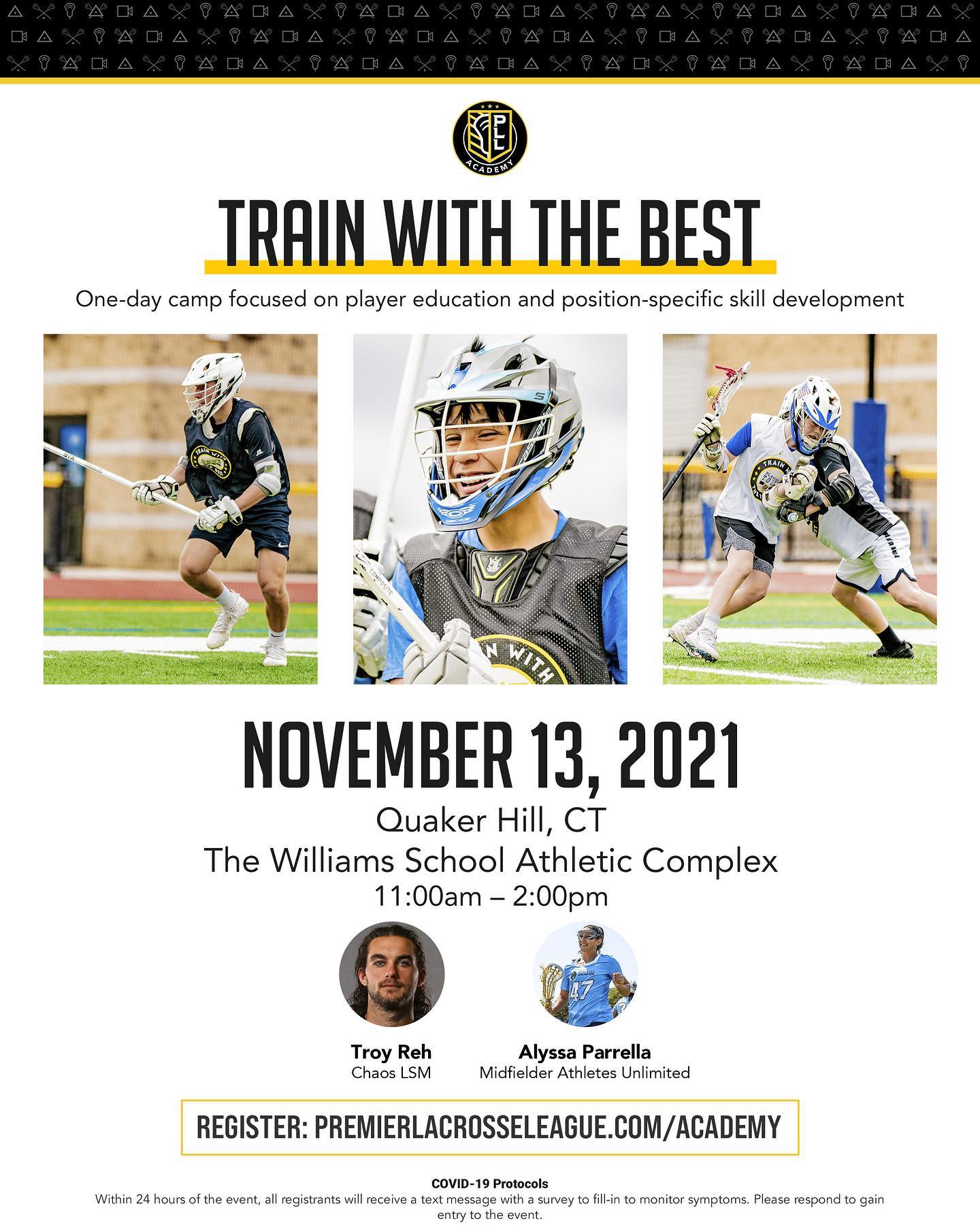 We are less than a month away from our training with PLL Academy‼️ 

🗓Saturday, November 13th 
🥍 boys & girls youth (4th-8th grade) 11am-12:30pm
🥍 boys & girls HS 12:30-2pm
📍 Williams School Athletic Complex Turf
💲99.00

Come train with some of the best players in the world! Open to all lacrosse players in the area! Sessions will focus on shooting, dodging, agility training, passing, defense, communication, and lacrosse IQ development. 

Register with the link in our bio 🔗