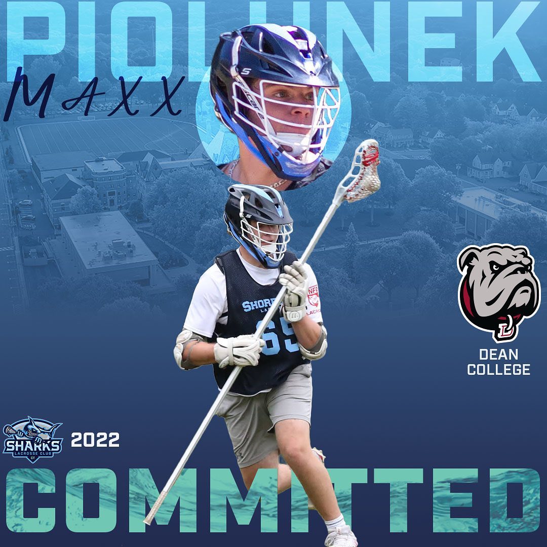 Another 2022 commit for the Sharks! Congratulations to Maxxwel Piolunek on his commitment to continue his education and play lacrosse at Dean College! 

#SharkAlumni #ShorelineLax